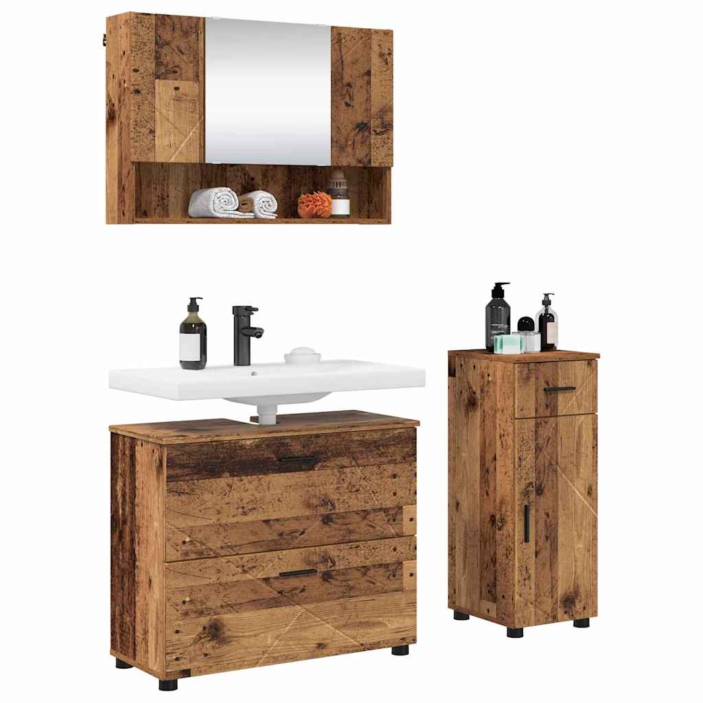 Ensemble de mobilier de salle de bain 3 pièces Bois Ancien