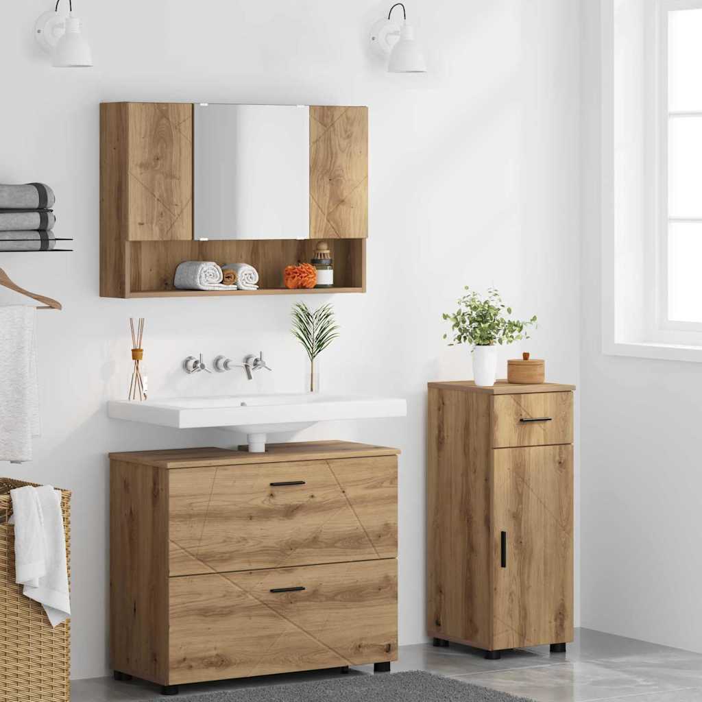 Ensemble de mobilier de salle de bain 3 pc Chêne artisanal