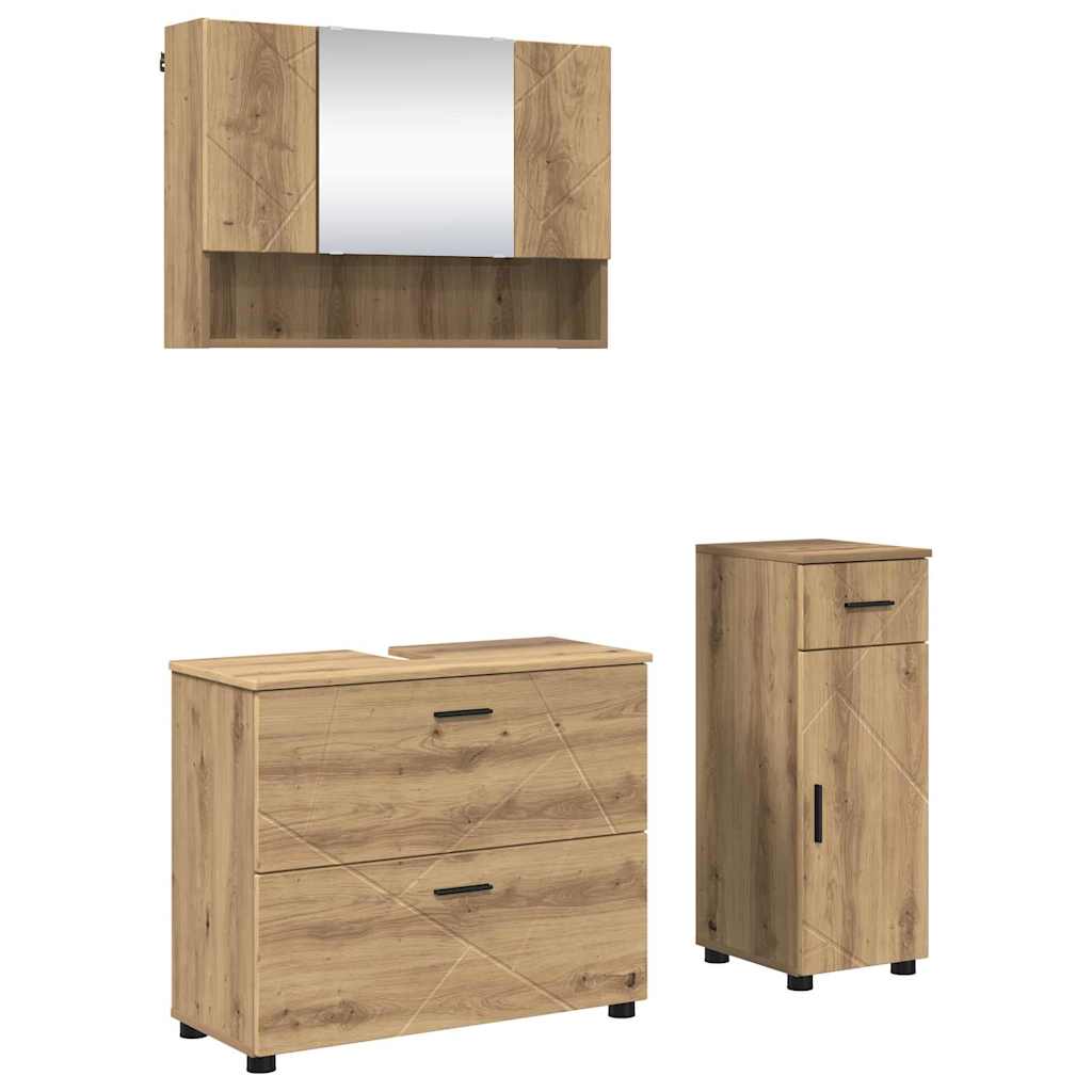 Ensemble de mobilier de salle de bain 3 pc Chêne artisanal