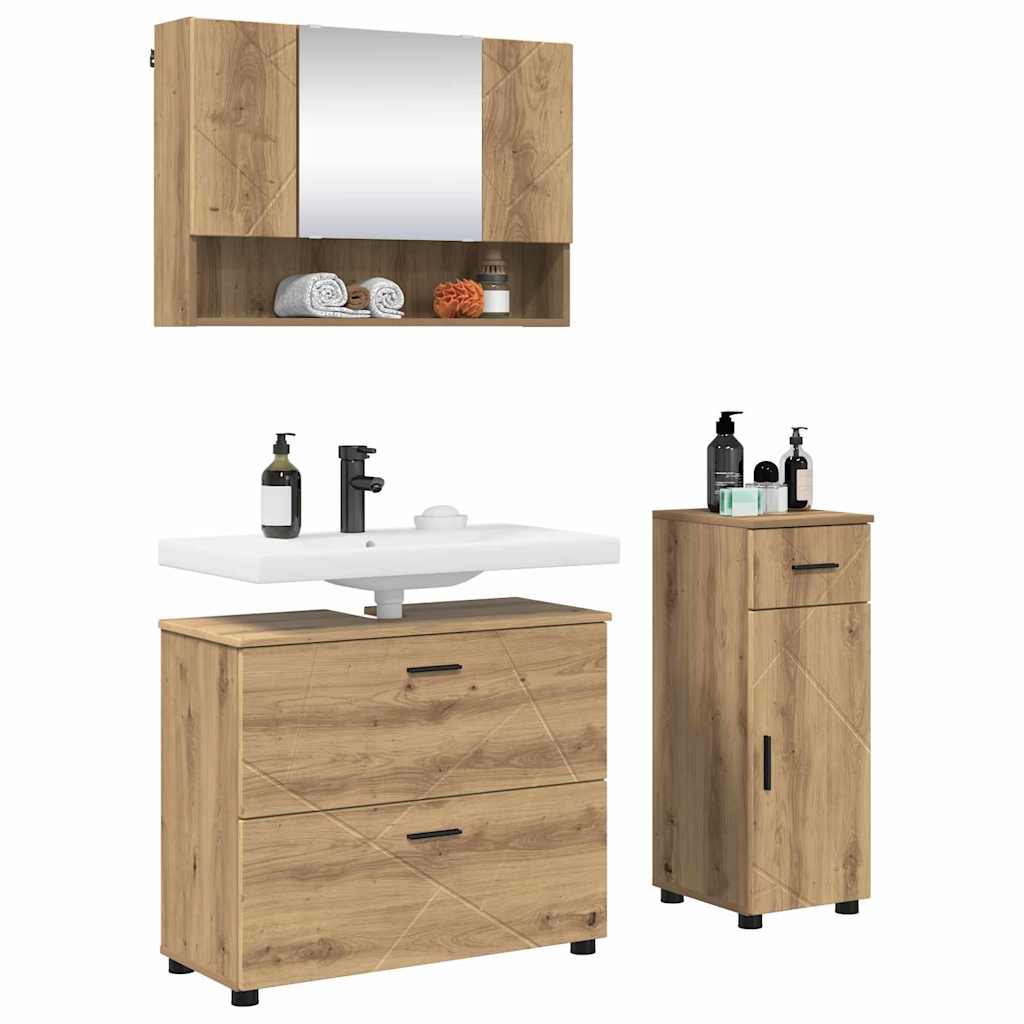 Ensemble de mobilier de salle de bain 3 pc Chêne artisanal