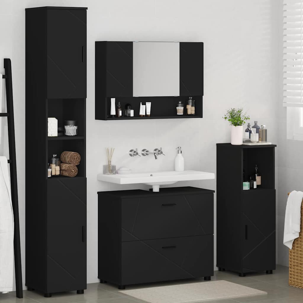 Ensemble de mobilier de salle de bain 4 pc Noir