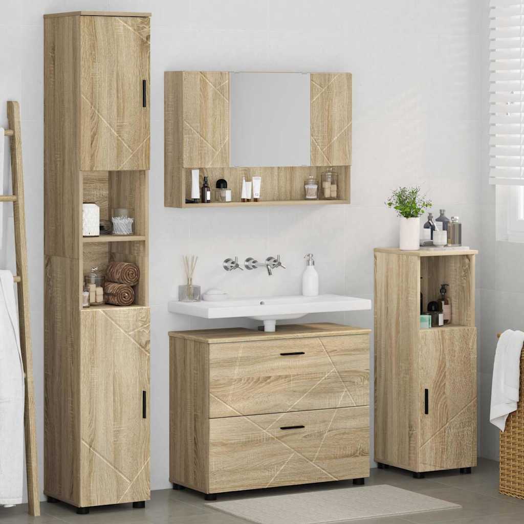 Ensemble de mobilier de salle de bain 4 pc Chêne Sonoma