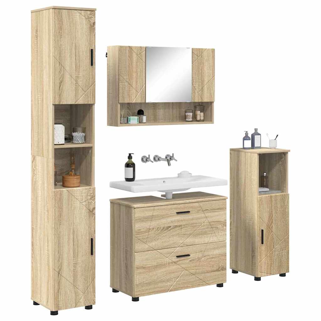 Ensemble de mobilier de salle de bain 4 pc Chêne Sonoma