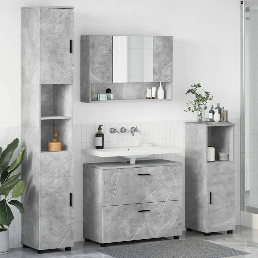 Ensemble de mobilier de salle de bain 4 pc Gris béton - XIOS