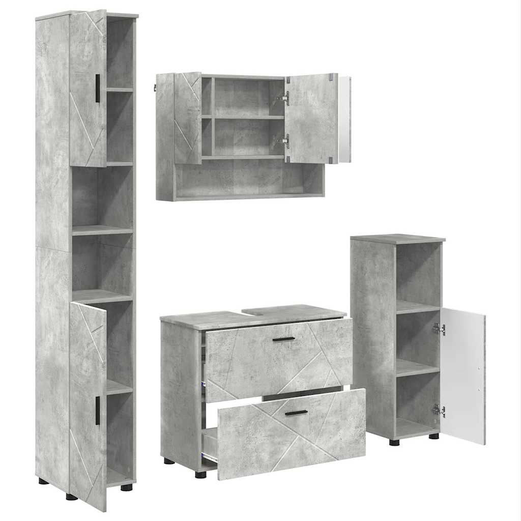Ensemble de mobilier de salle de bain 4 pc Gris béton