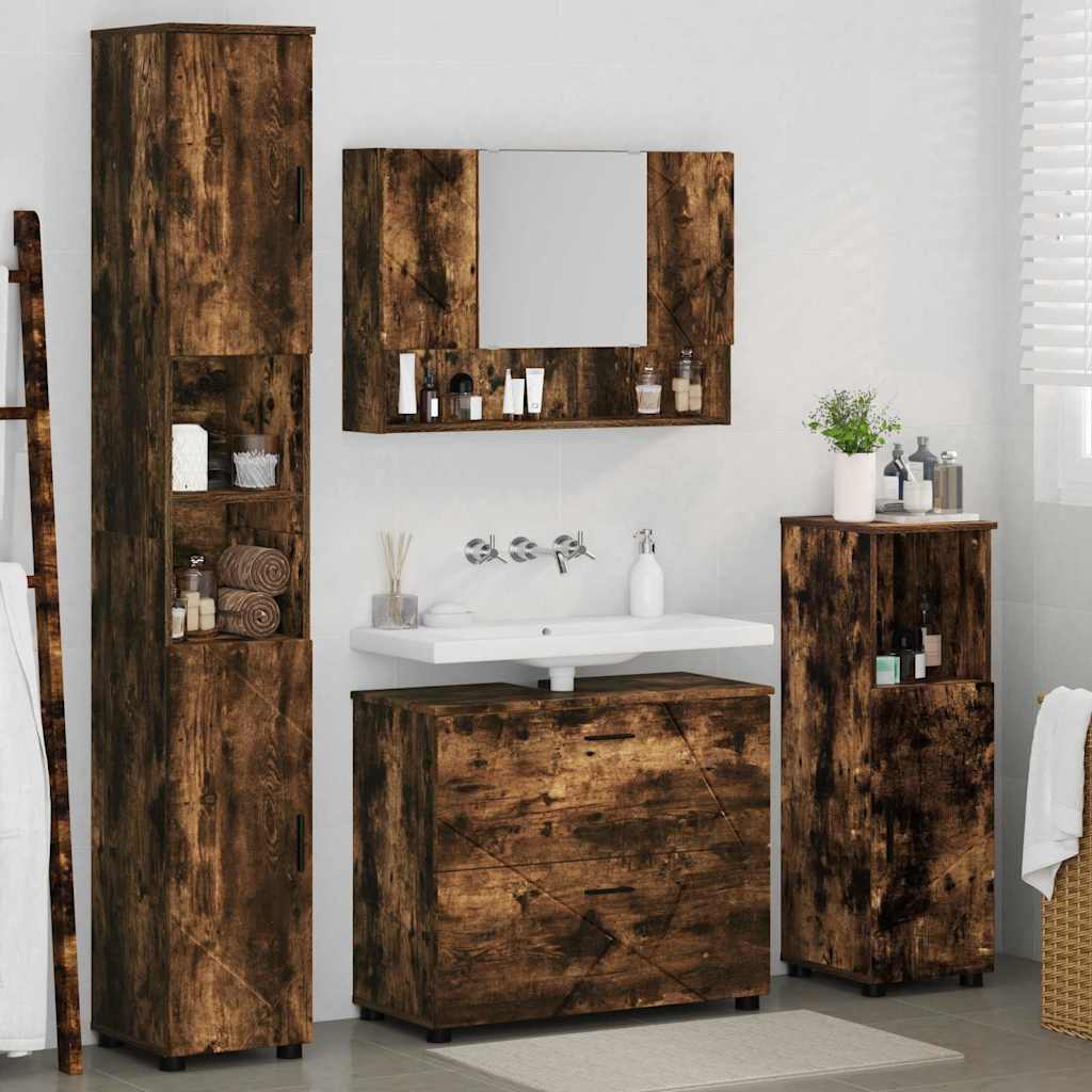 Ensemble de mobilier de salle de bain 4 pc Chêne fumé