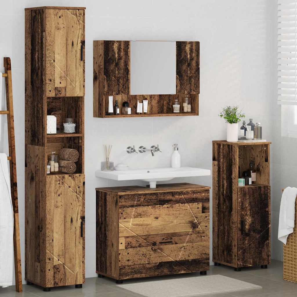 Ensemble de mobilier de salle de bain 4 pc Bois Ancien