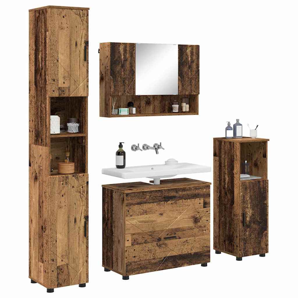 Ensemble de mobilier de salle de bain 4 pc Bois Ancien