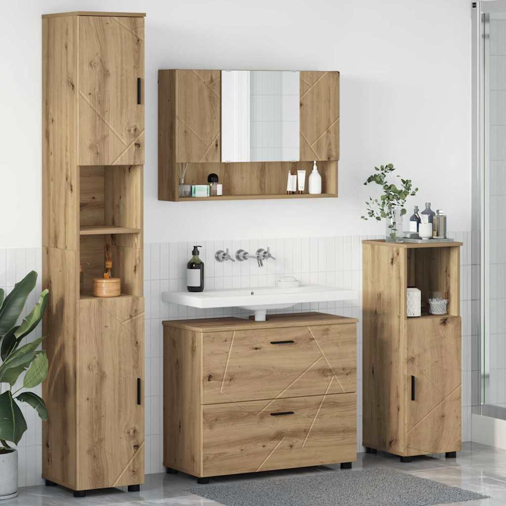Ensemble de mobilier de salle de bain 4 pc Chêne artisanal