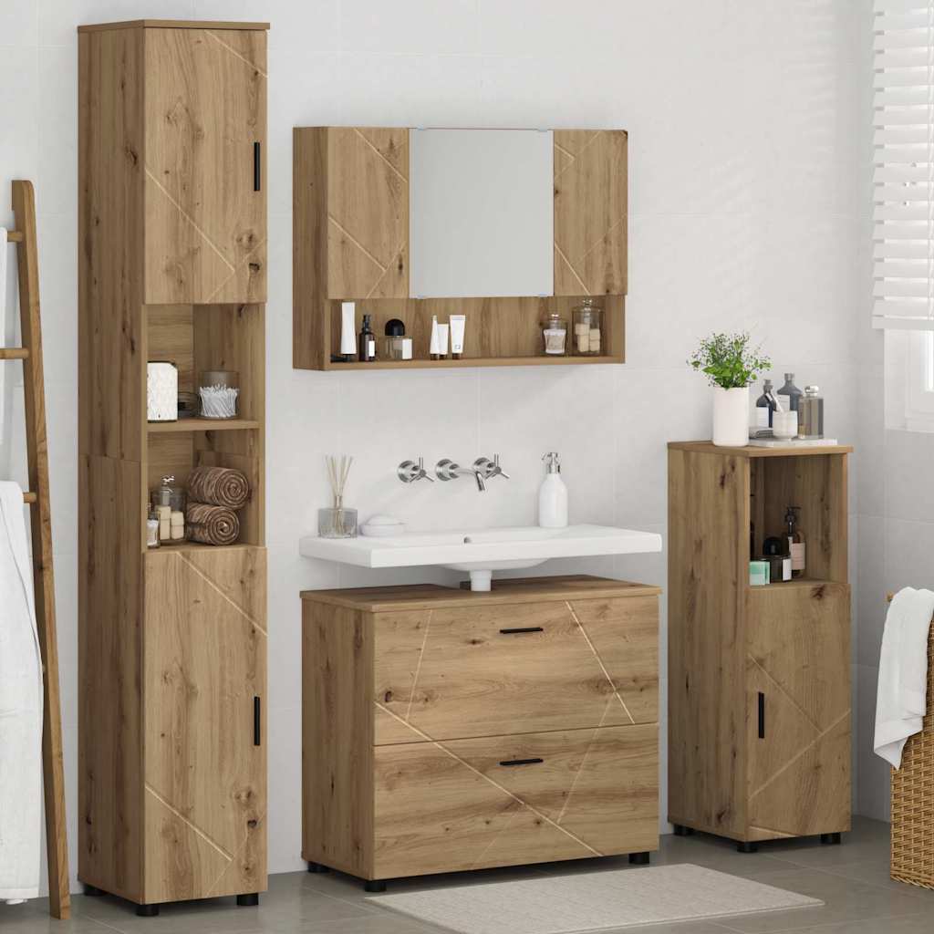 Ensemble de mobilier de salle de bain 4 pc Chêne artisanal