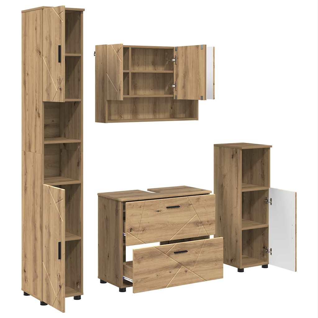 Ensemble de mobilier de salle de bain 4 pc Chêne artisanal