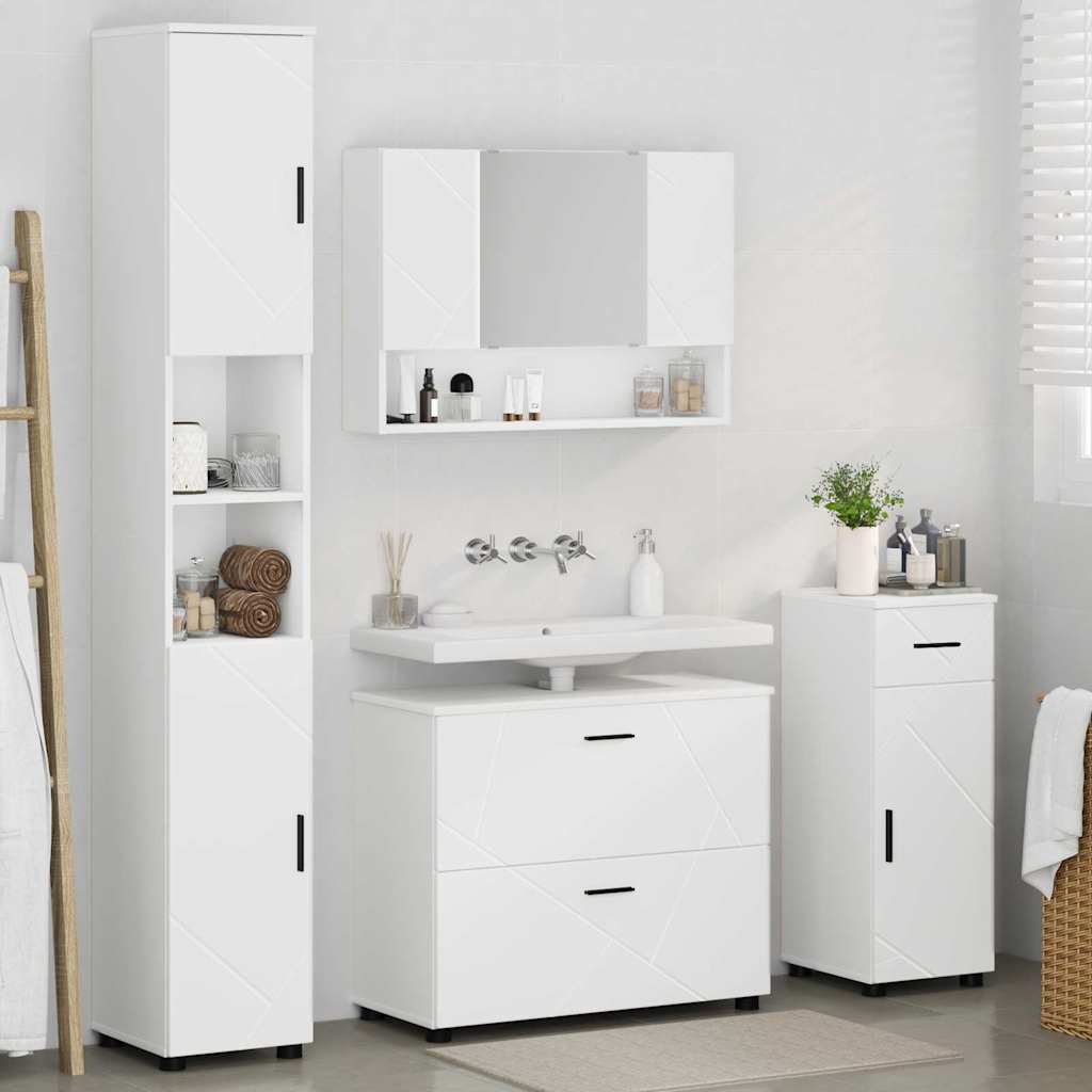 Ensemble de mobilier de salle de bain 4 pièces Blanc