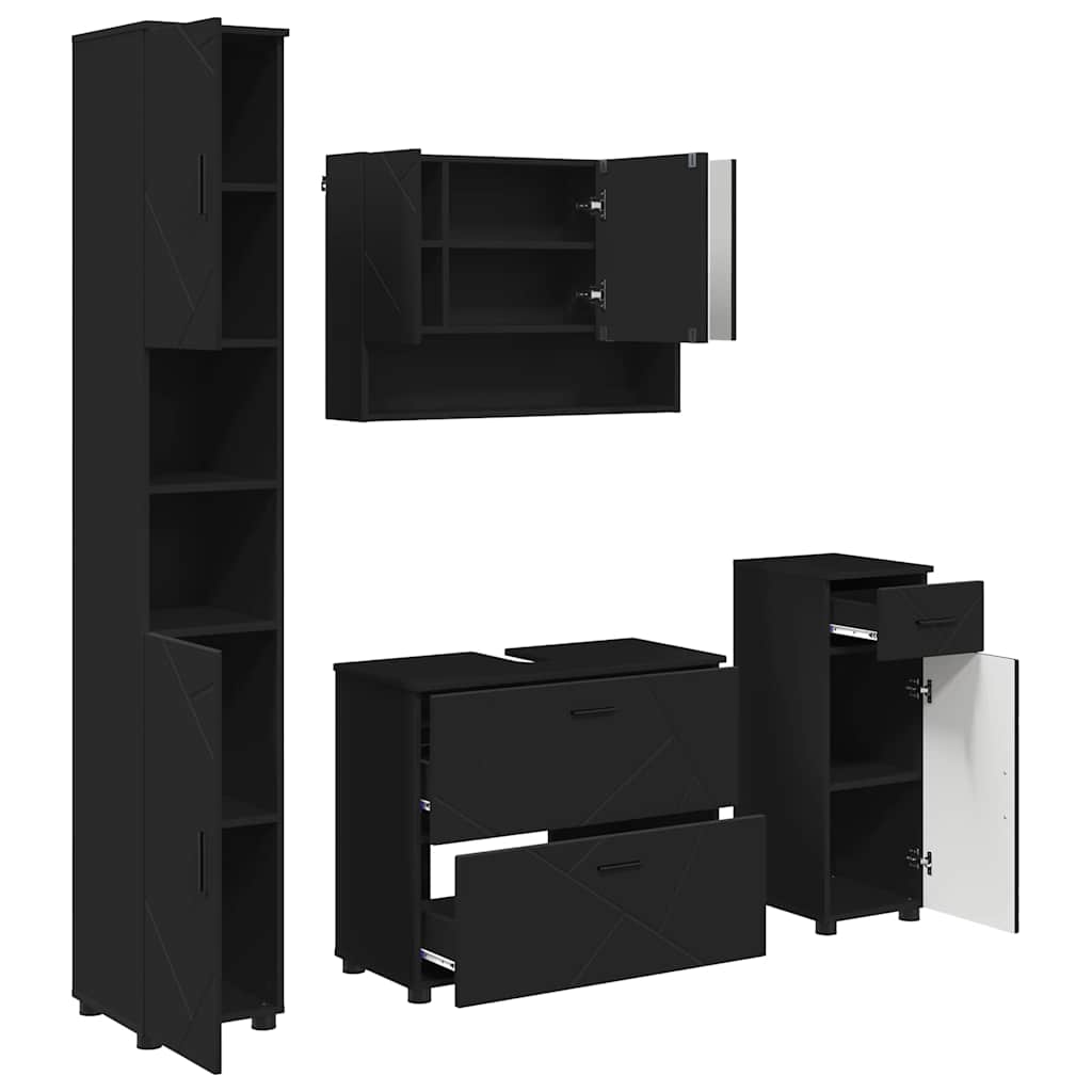 Ensemble de mobilier de salle de bain 4 pc Noir