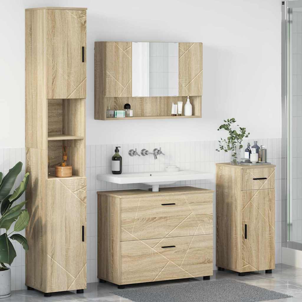 Ensemble de mobilier de salle de bain 4 pc Chêne Sonoma