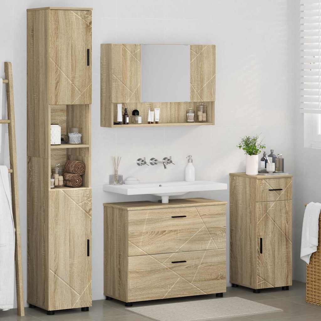 Ensemble de mobilier de salle de bain 4 pc Chêne Sonoma
