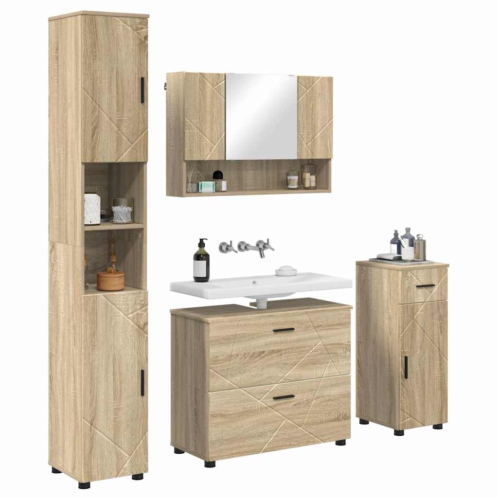 Ensemble de mobilier de salle de bain 4 pc Chêne Sonoma