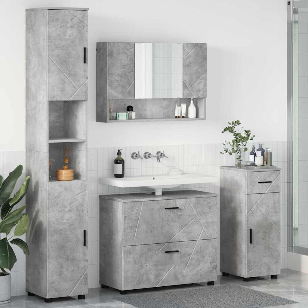 Ensemble de mobilier de salle de bain 4 pc Gris béton