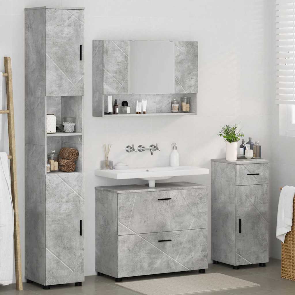 Ensemble de mobilier de salle de bain 4 pc Gris béton