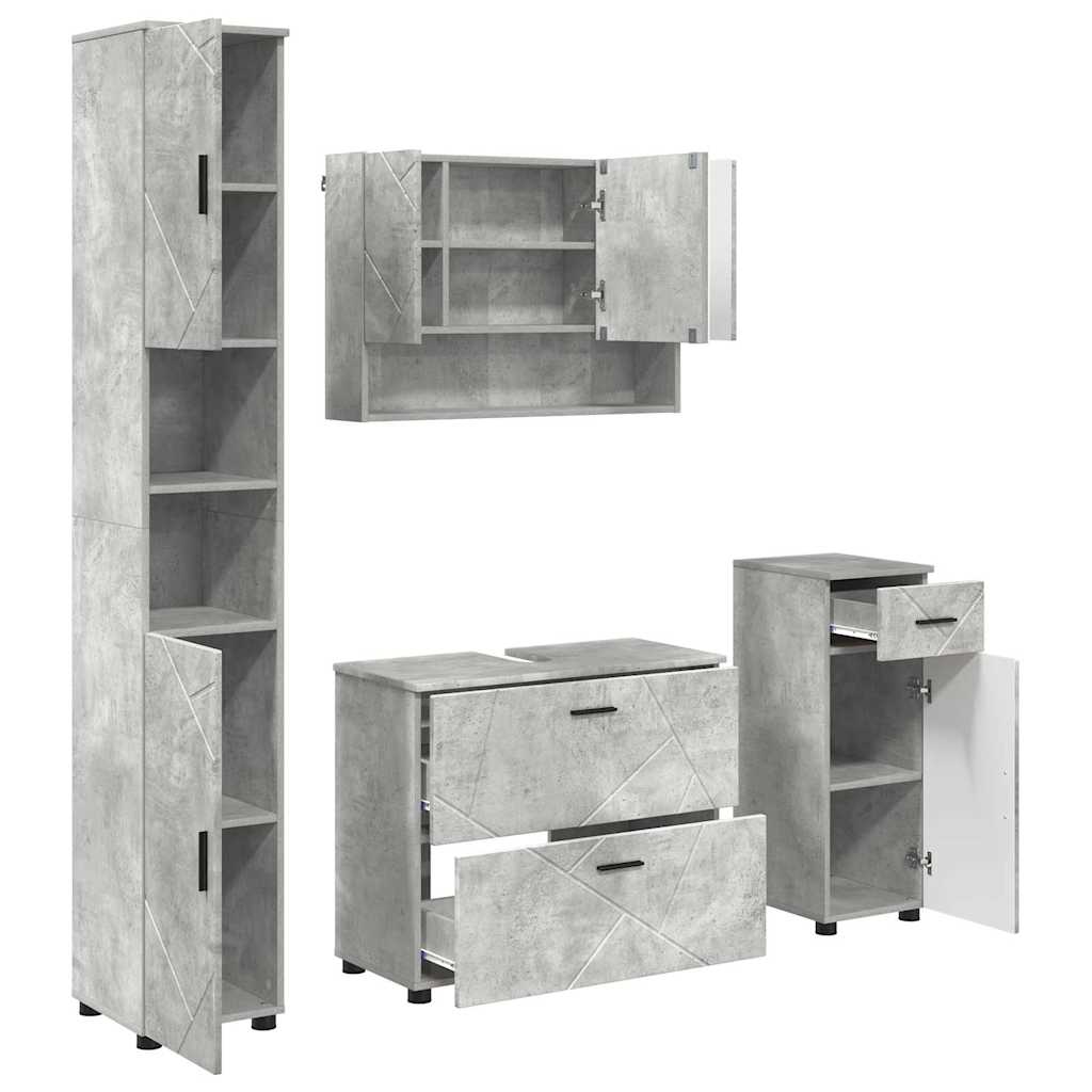 Ensemble de mobilier de salle de bain 4 pc Gris béton