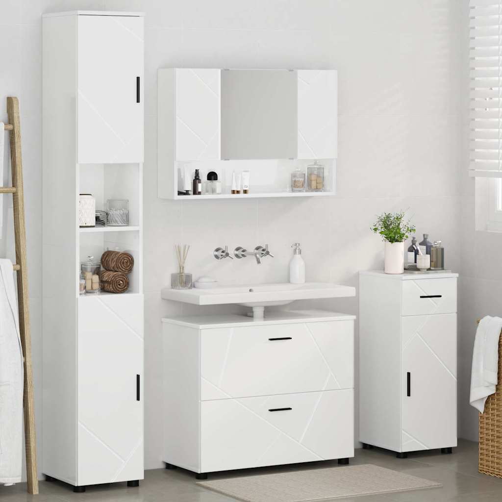 Ensemble de mobilier de salle de bain 4 pc Blanc brillant