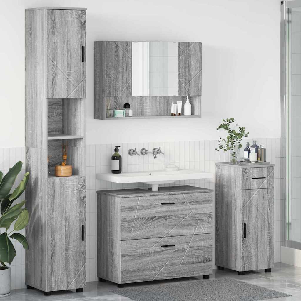 Ensemble de mobilier de salle de bain 4 pièces Gris Sonoma