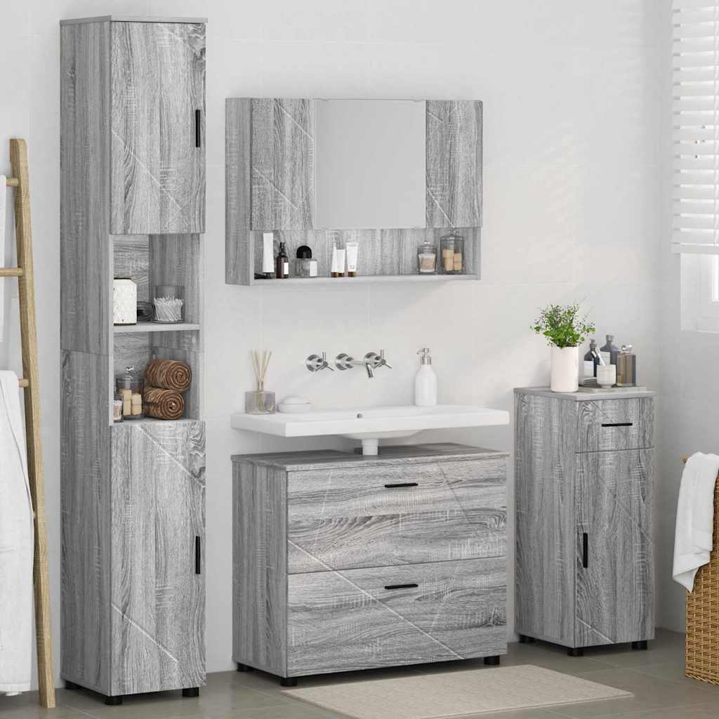 Ensemble de mobilier de salle de bain 4 pièces Gris Sonoma