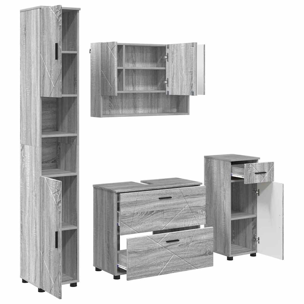 Ensemble de mobilier de salle de bain 4 pièces Gris Sonoma