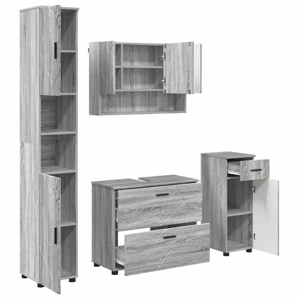 Ensemble de mobilier de salle de bain 4 pièces Gris Sonoma - XIOS