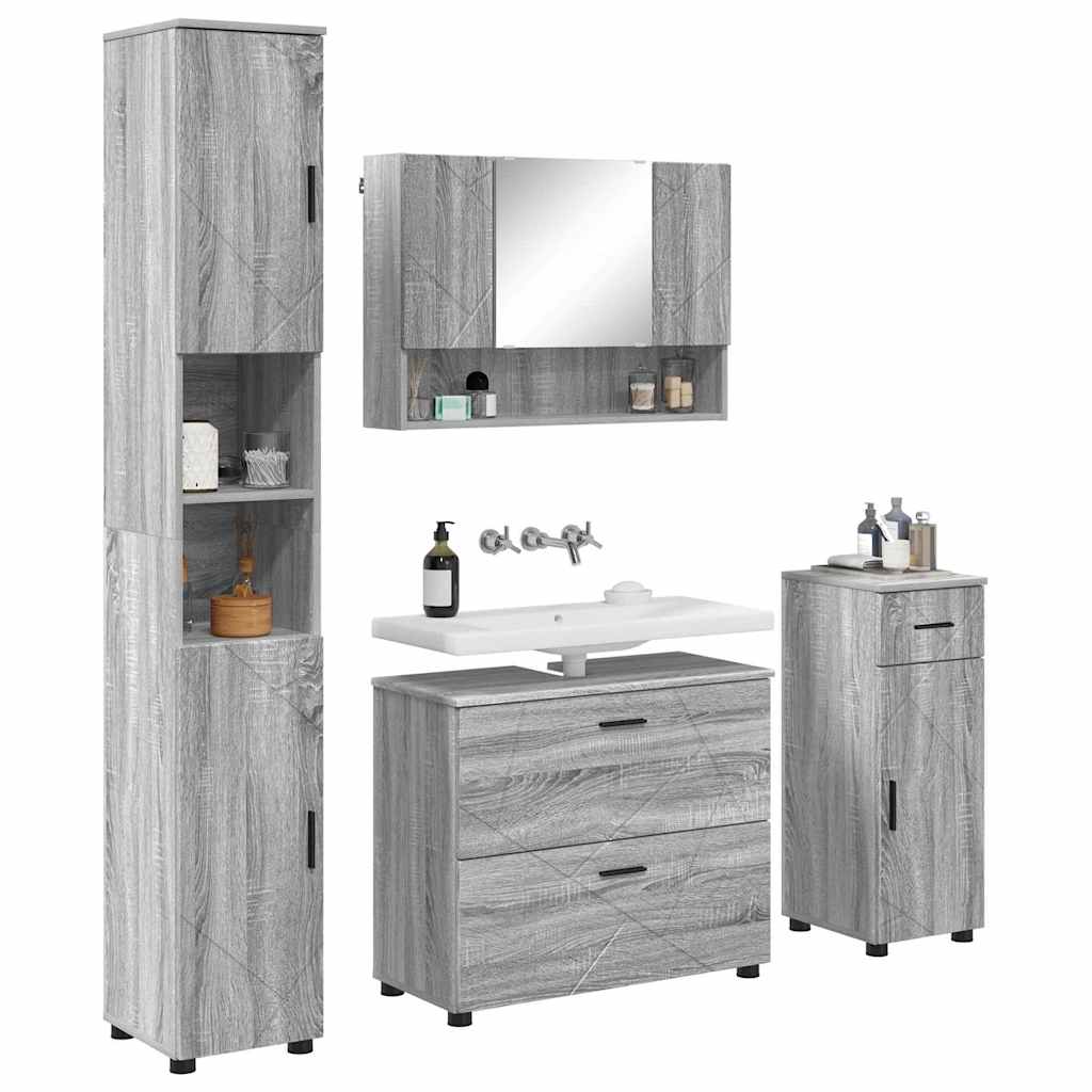 Ensemble de mobilier de salle de bain 4 pièces Gris Sonoma