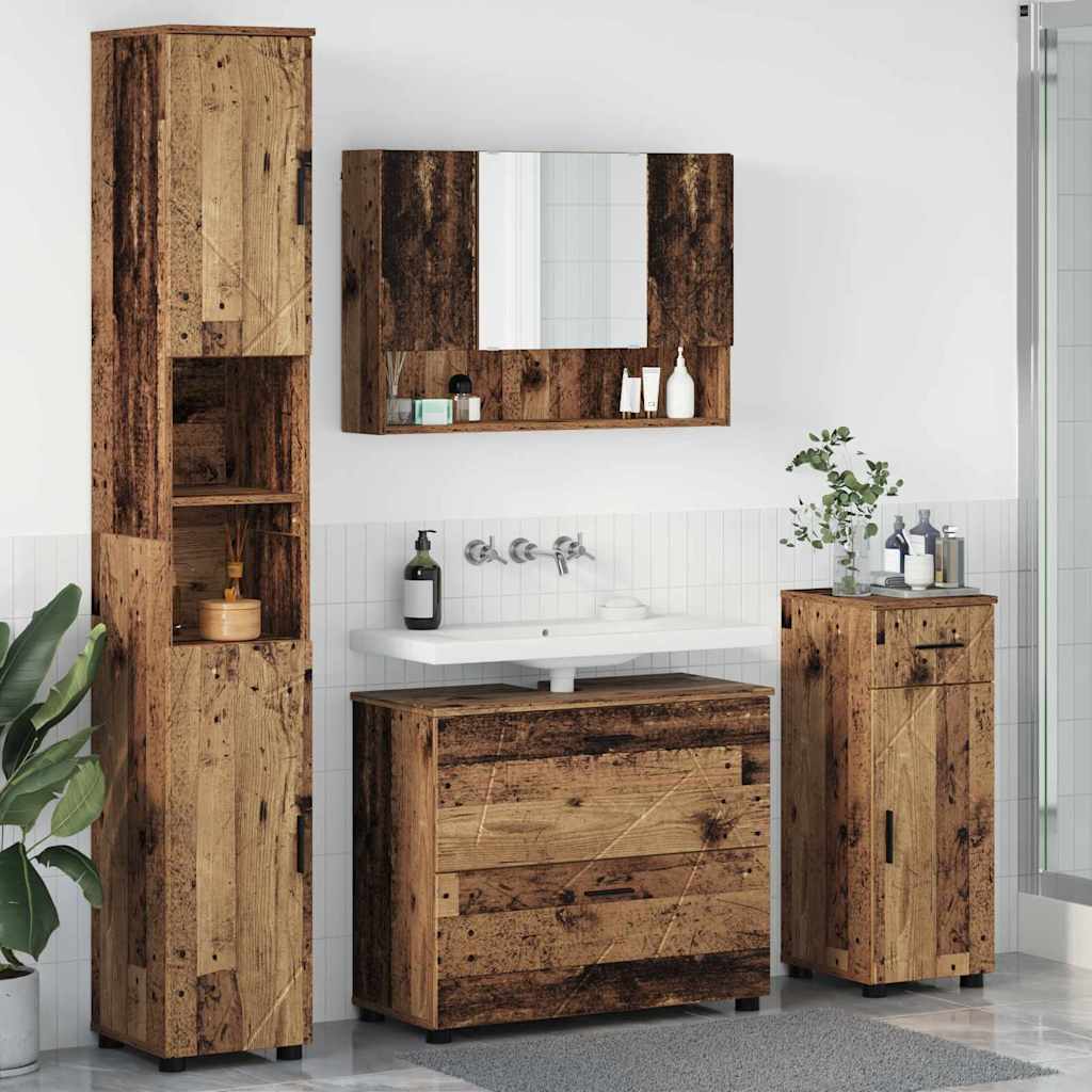 Ensemble de mobilier de salle de bain 4 pièces Bois Ancien