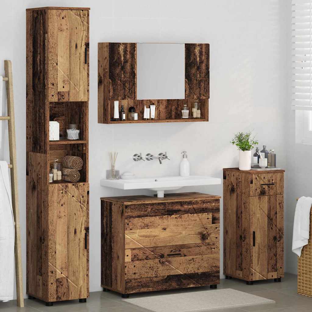 Ensemble de mobilier de salle de bain 4 pièces Bois Ancien