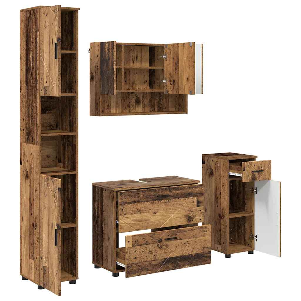 Ensemble de mobilier de salle de bain 4 pièces Bois Ancien
