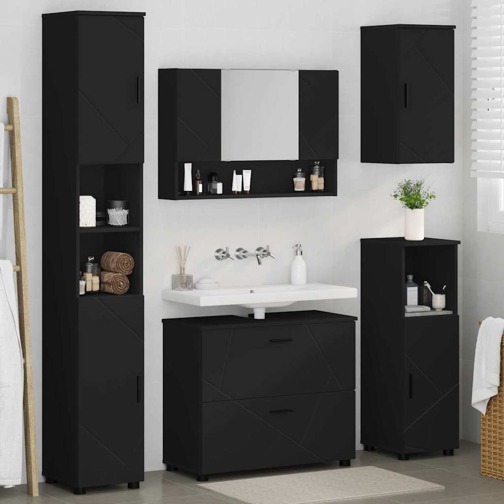 Ensemble de mobilier de salle de bain 5 pc Noir