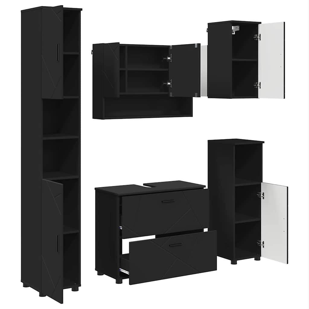 Ensemble de mobilier de salle de bain 5 pc Noir