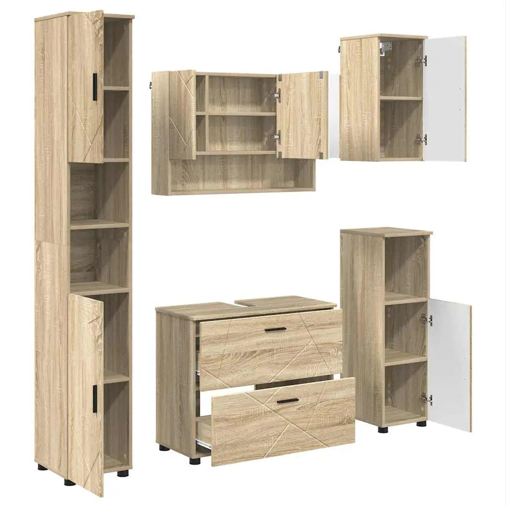 Ensemble de mobilier de salle de bain 5 pc Chêne Sonoma - XIOS