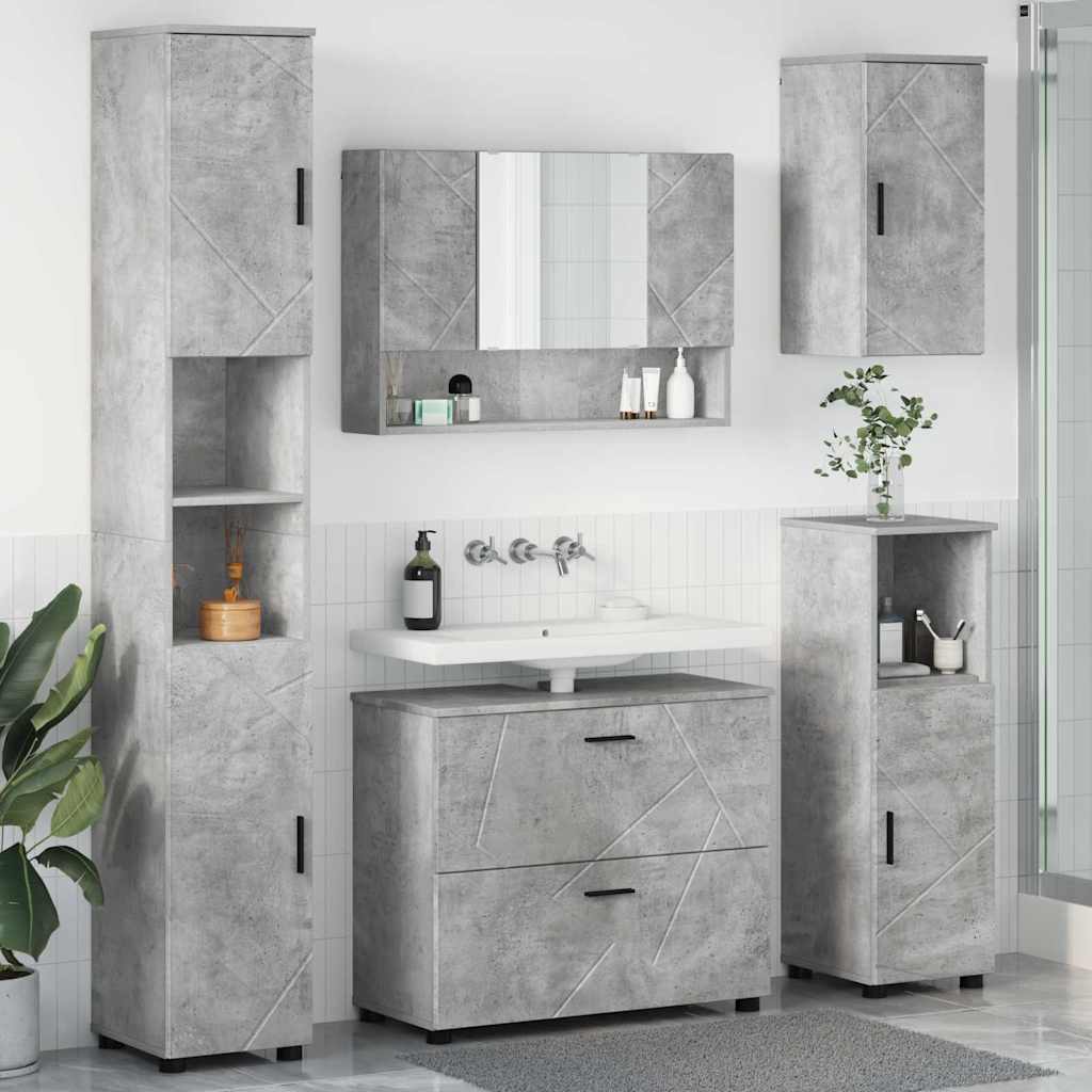 Ensemble de mobilier de salle de bain 5 pc Gris béton