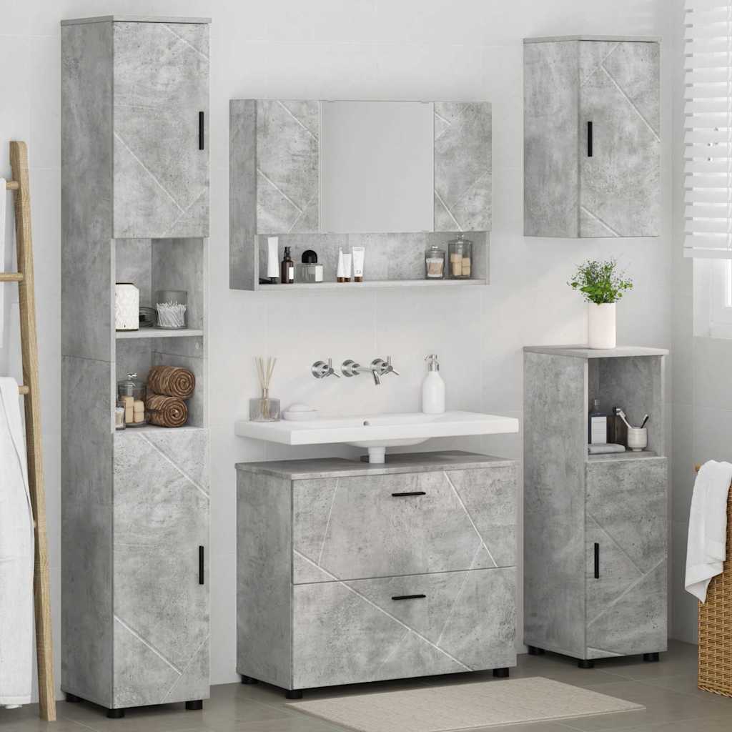 Ensemble de mobilier de salle de bain 5 pc Gris béton