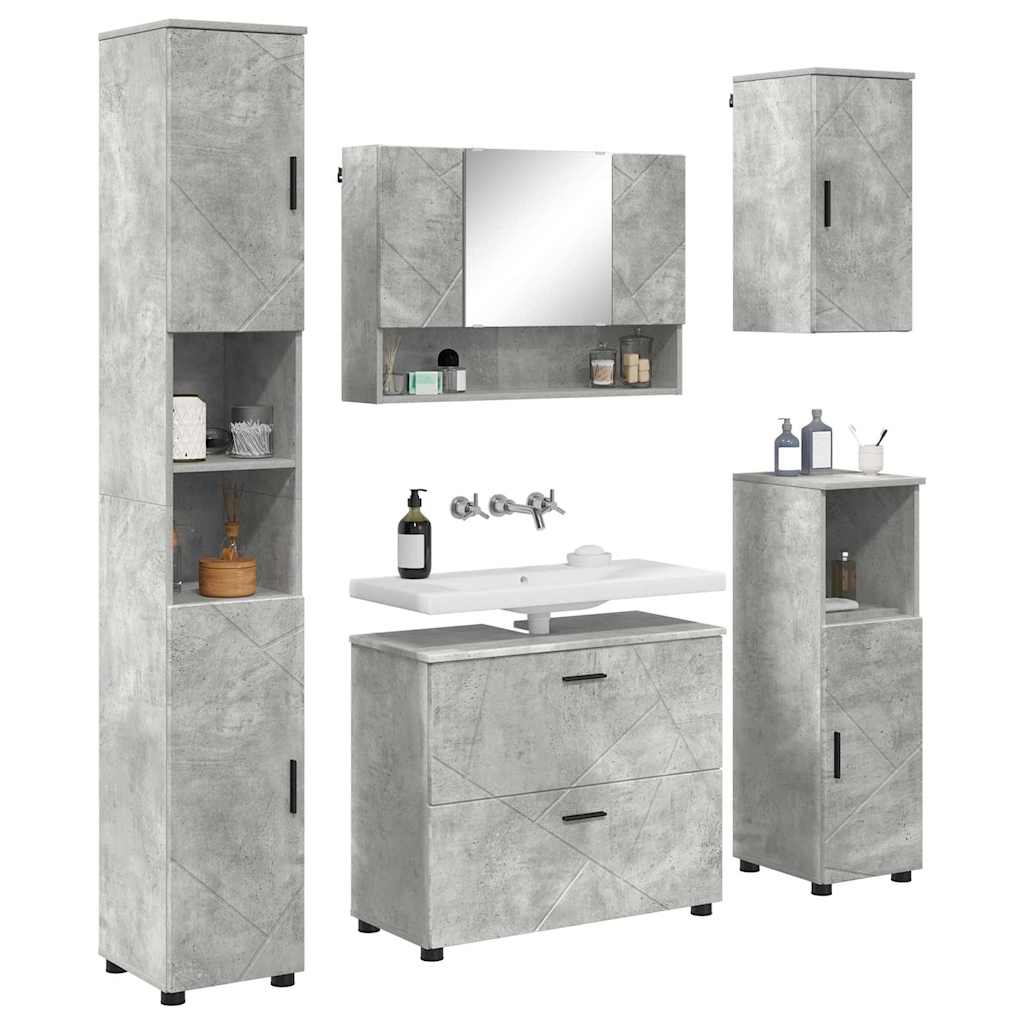 Ensemble de mobilier de salle de bain 5 pc Gris béton