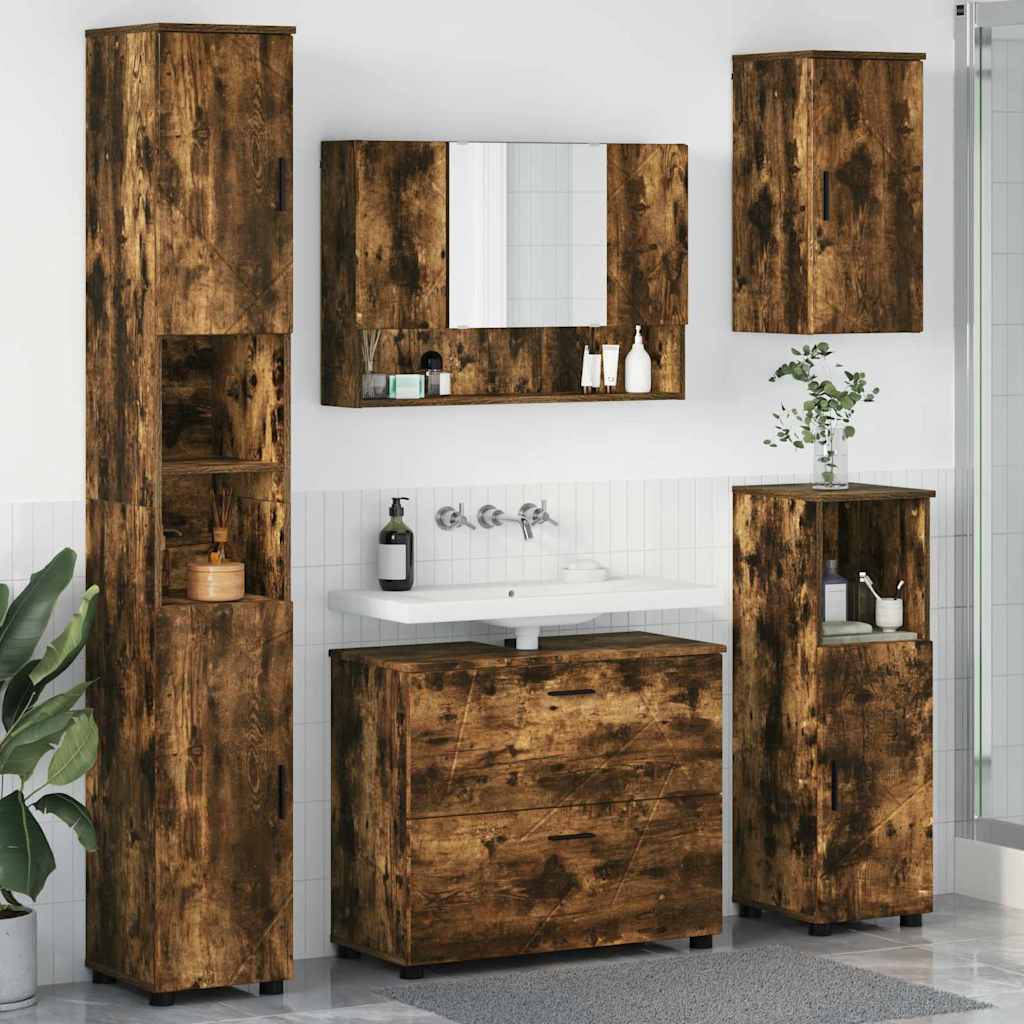 Ensemble de mobilier de salle de bain 5 pc Chêne fumé
