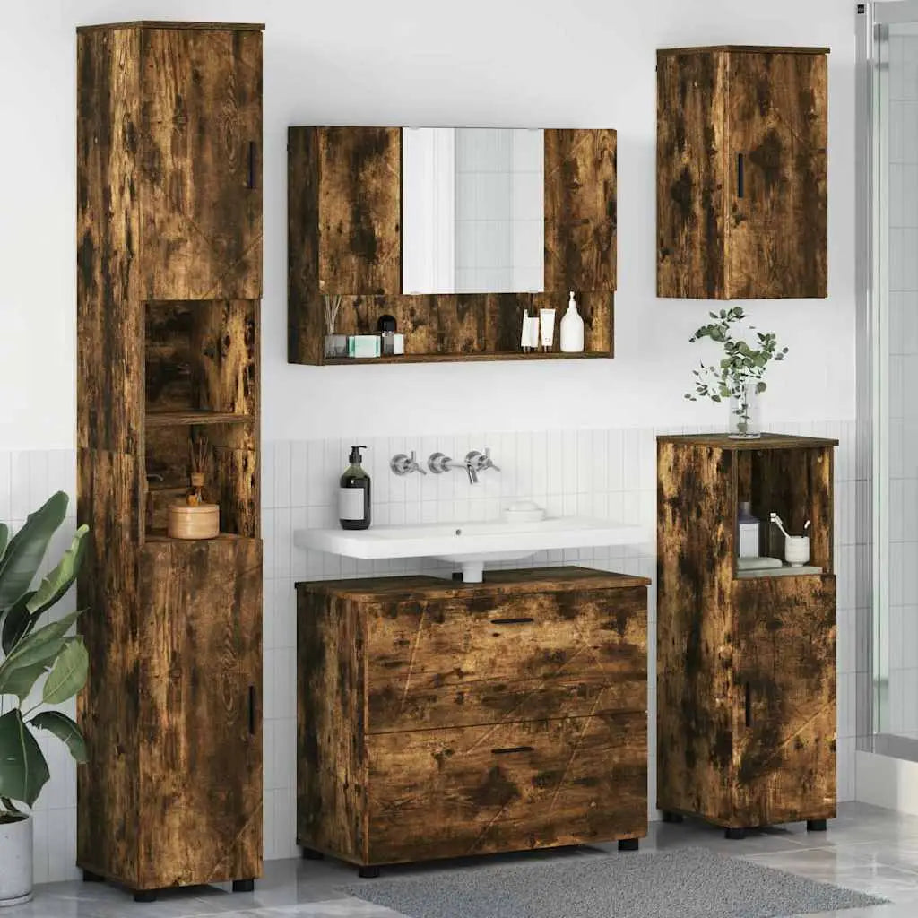 Ensemble de mobilier de salle de bain 5 pc Chêne fumé - XIOS