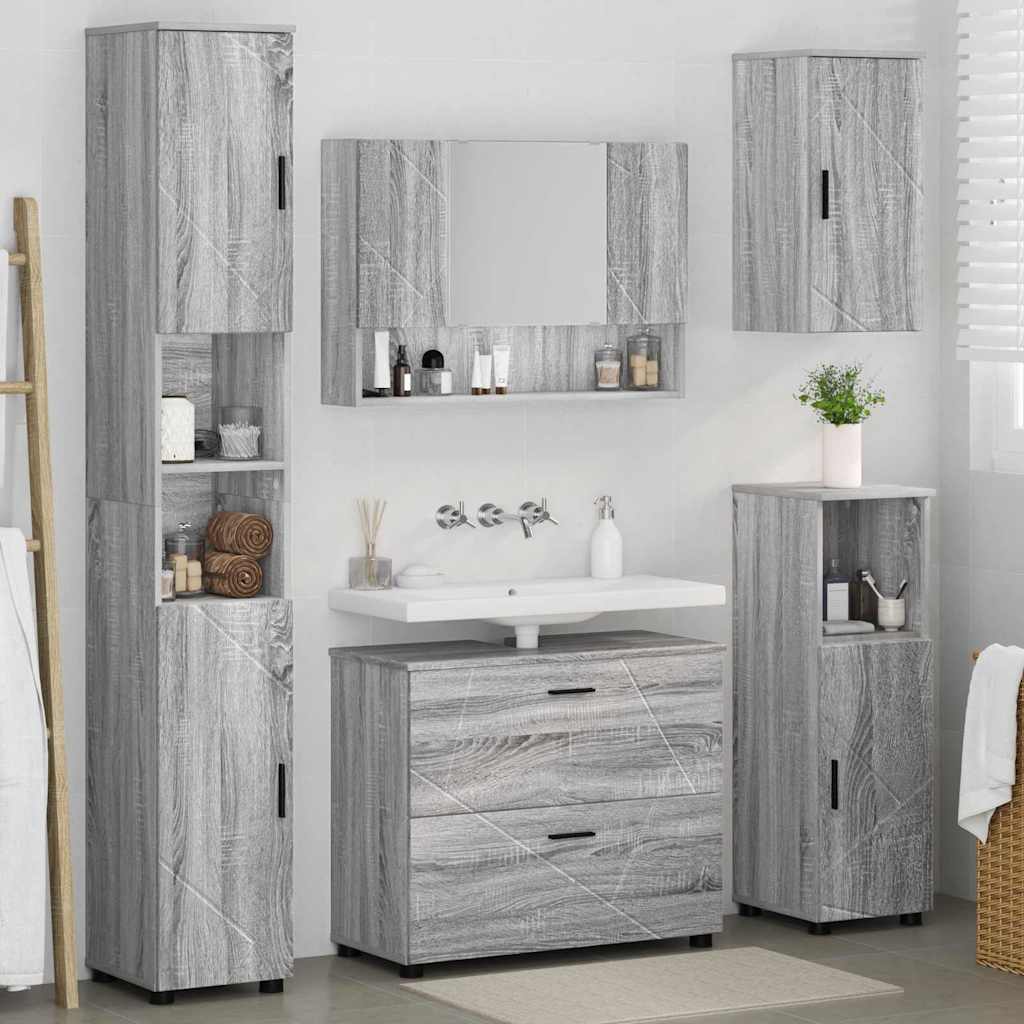 Ensemble de mobilier de salle de bain 5 pc Gris Sonoma