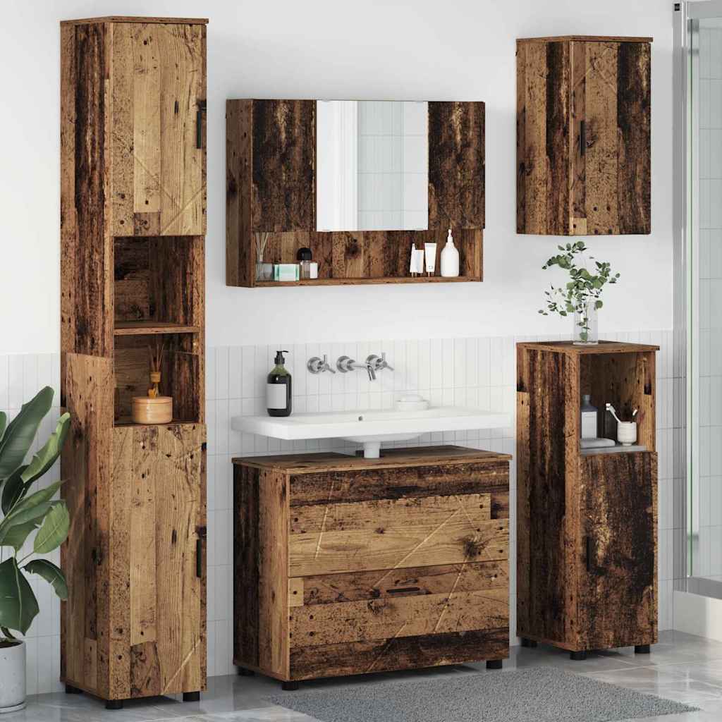Ensemble de mobilier de salle de bain 5 pc Bois Ancien