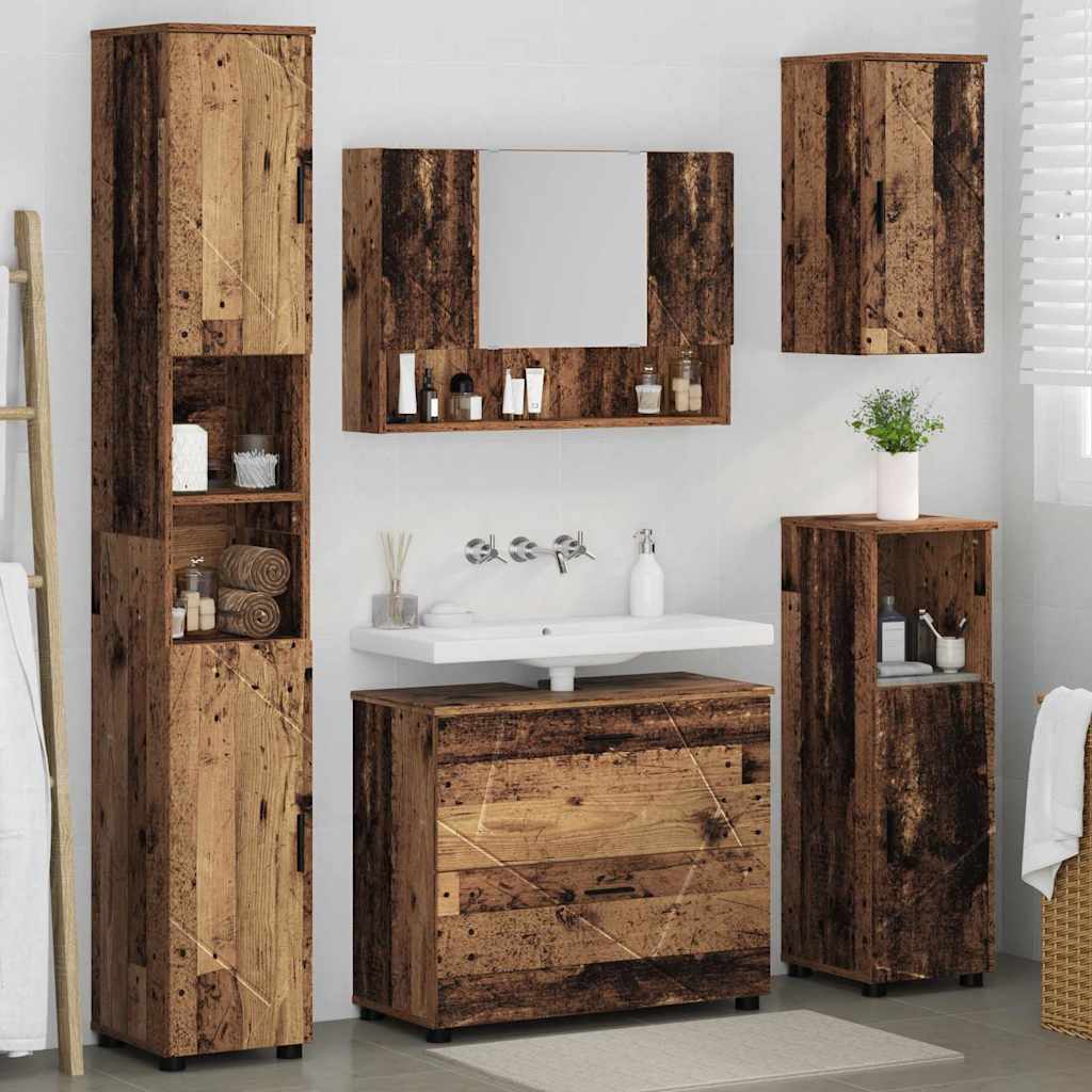 Ensemble de mobilier de salle de bain 5 pc Bois Ancien
