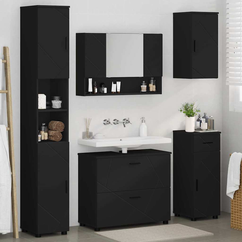 Ensemble de mobilier de salle de bain 5 pc Noir