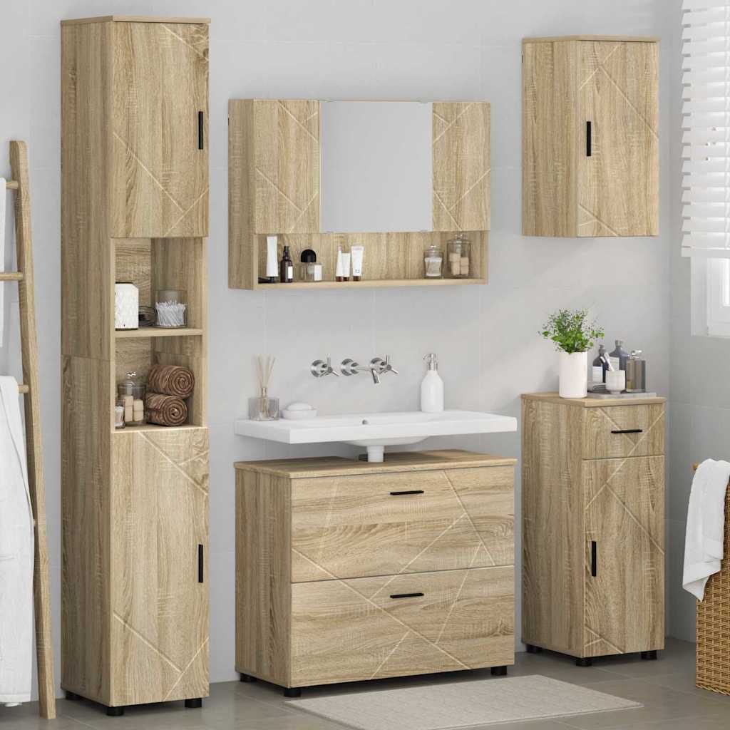 Ensemble de mobilier de salle de bain 5 pc Chêne Sonoma