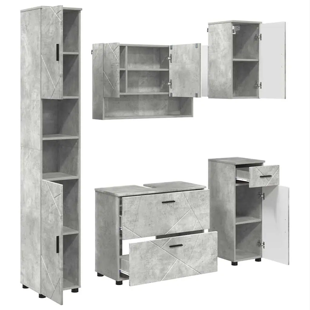 Ensemble de mobilier de salle de bain 5 pc Gris béton - XIOS