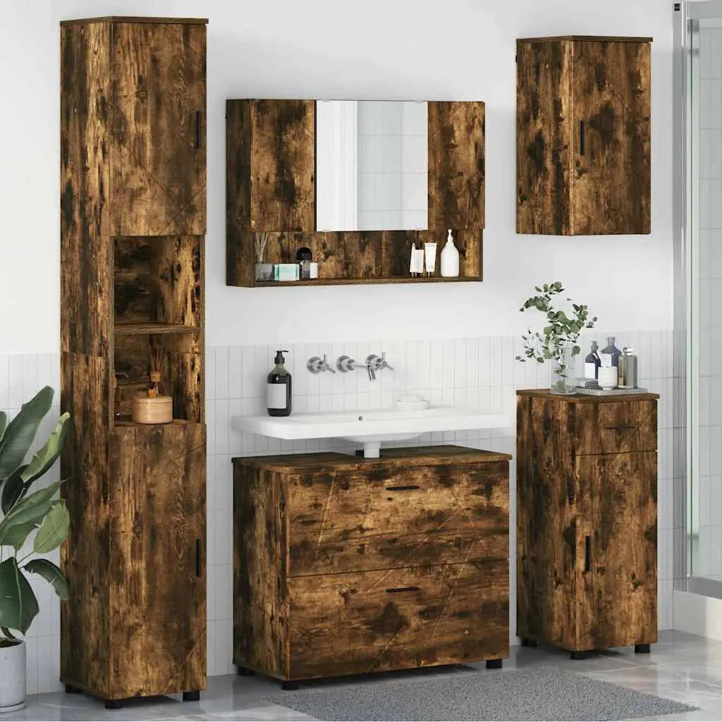 Ensemble de mobilier de salle de bain 5 pc Chêne fumé - XIOS