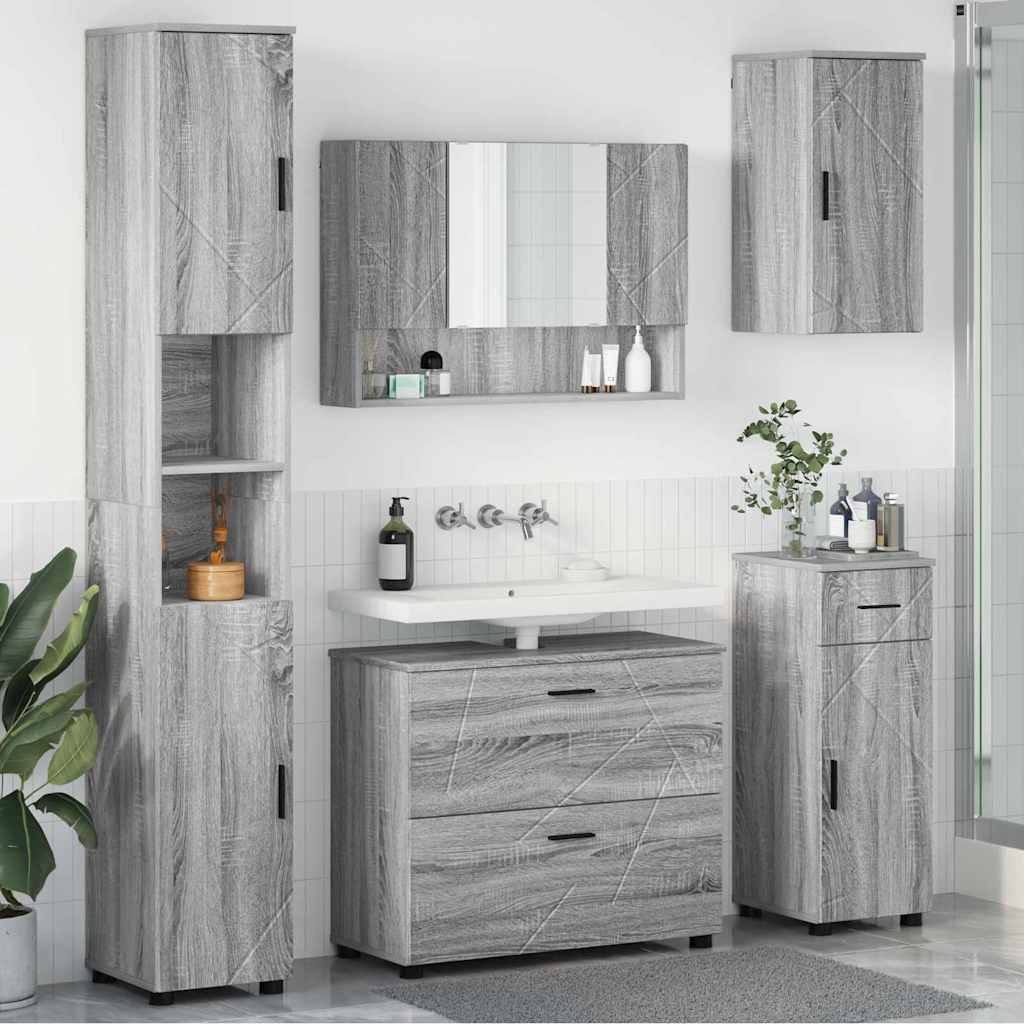 Ensemble de mobilier de salle de bain 5 pc Gris Sonoma
