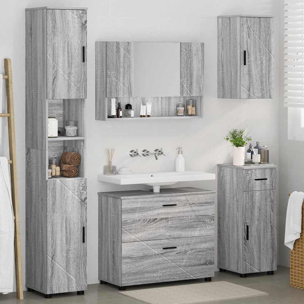 Ensemble de mobilier de salle de bain 5 pc Gris Sonoma