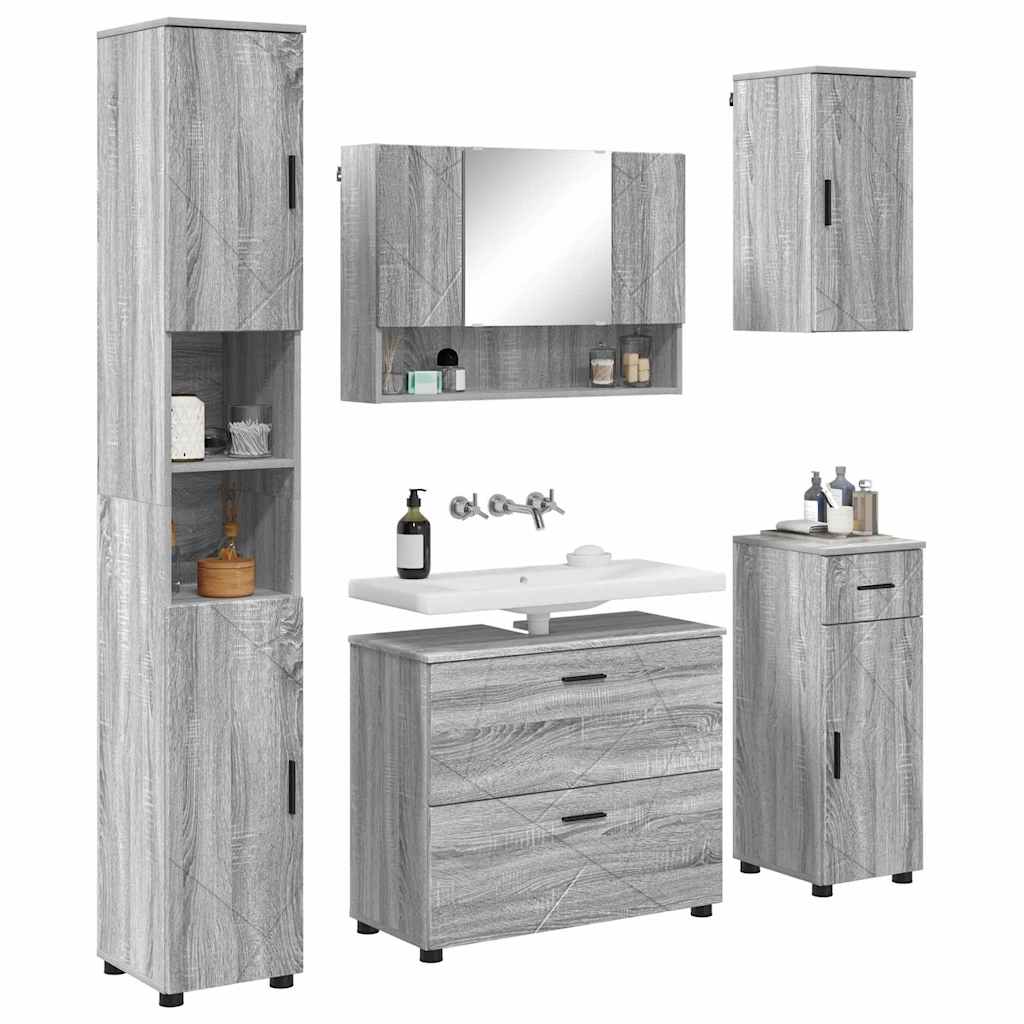 Ensemble de mobilier de salle de bain 5 pc Gris Sonoma